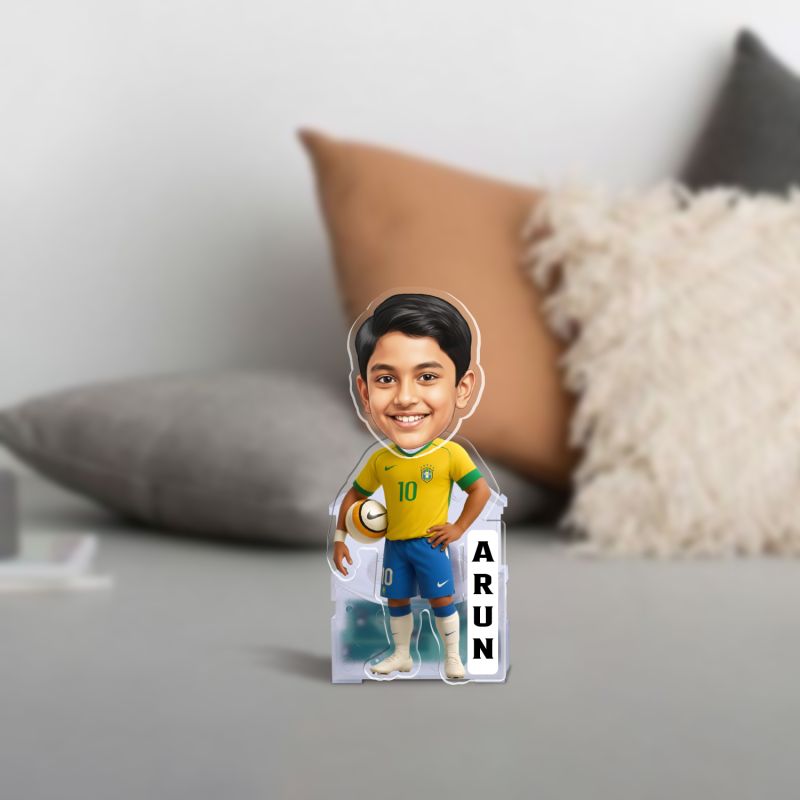 Personalized Football Player Funny Face Caricature with Shaking Head Gift for Football Player & Fans Return Gift Solar Powered Moving Head Bobblehead Figurine